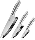 hecef Silver Kitchen knife set of 3, Satin Finish Blade by hecef