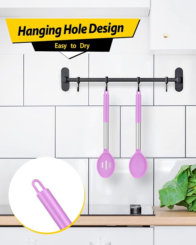 Pack of 2 Large Silicone Cooking Spoons, Non Stick Solid Basting Spoon - Image 4
