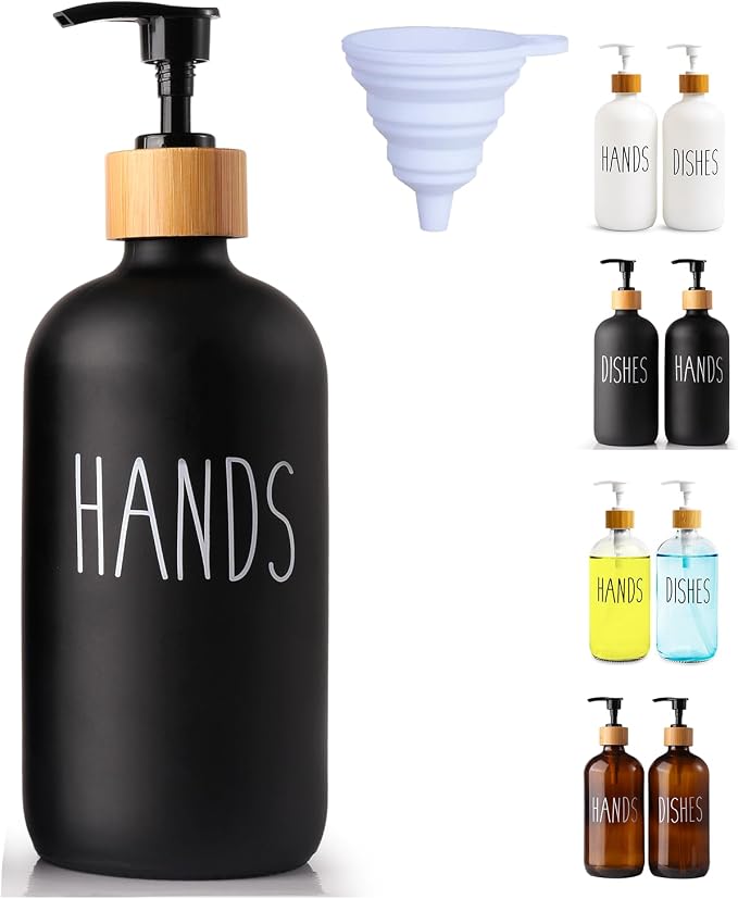 LOOCHICA Black Glass Kitchen Soap Dispenser, Detergent Dispenser or Hands Soap by Loochica