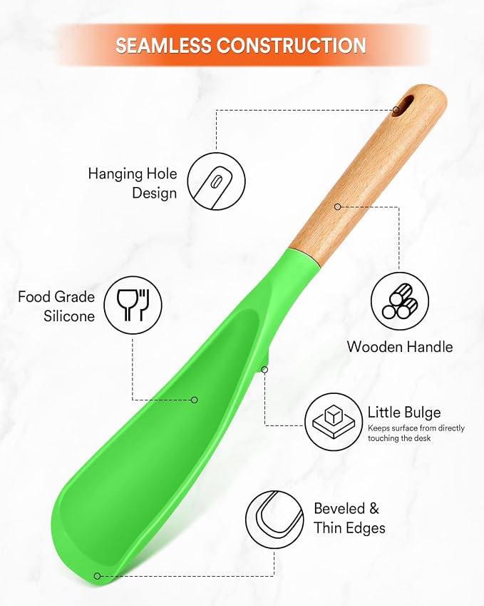 Cooking Spoon and Rice Scooper for Nonstick Cookwares, Wood Handle Spoon for - Image 3