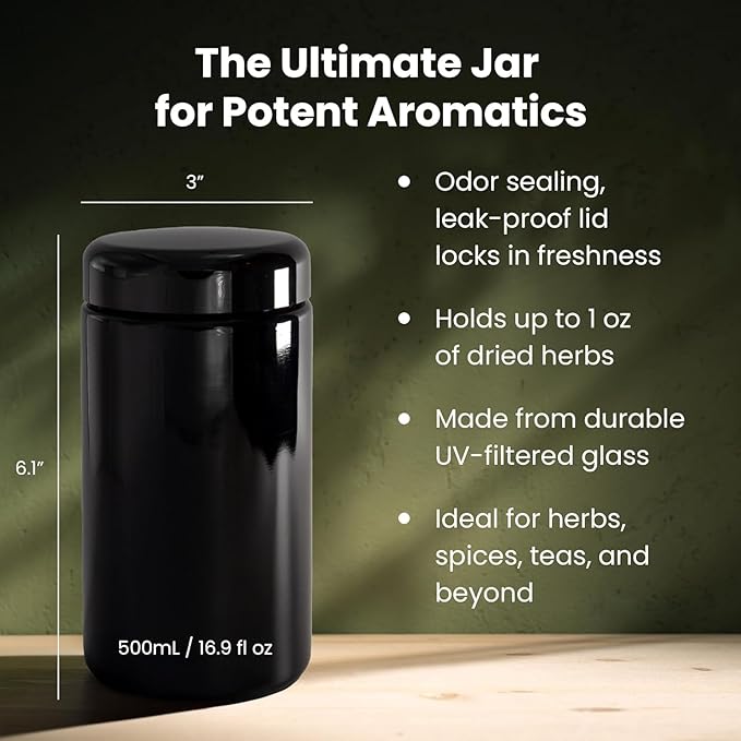 Infinity Jars, 500 ML Pack 6, Premium Airtight Ultraviolet Glass Jar Smell Proof - Image 2
