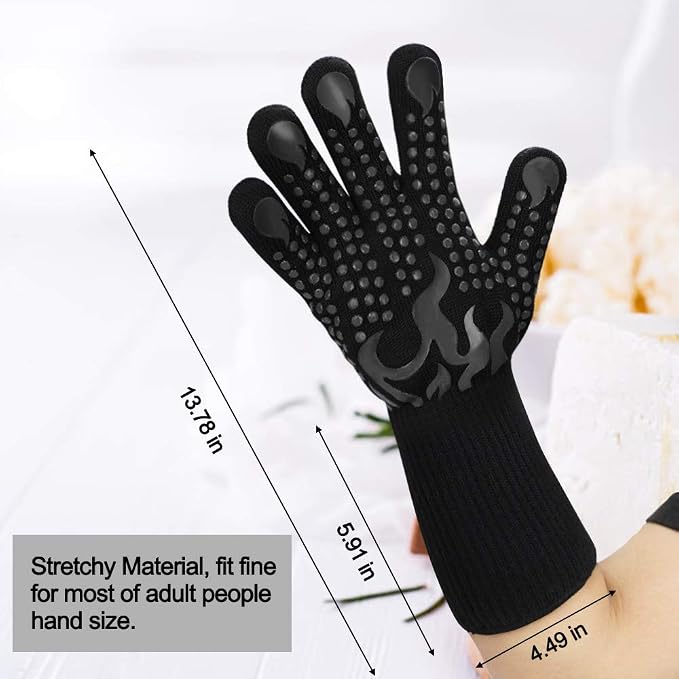 Comsmart BBQ Gloves, 1472 Degree F Heat Resistant Grilling Gloves Silicone - Image 3