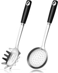 18/0 Stainless Steel Spaghetti Spoon & Slotted Spoon by MUJINON