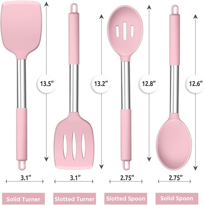 E-far Cooking Utensils Set of 4, Silicone Kitchen Utensils - Image 2