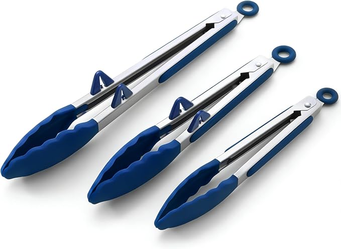 Silicone Tongs for Cooking, Heat Resistant Food Grade Small Serving Tong for by TOWINGO