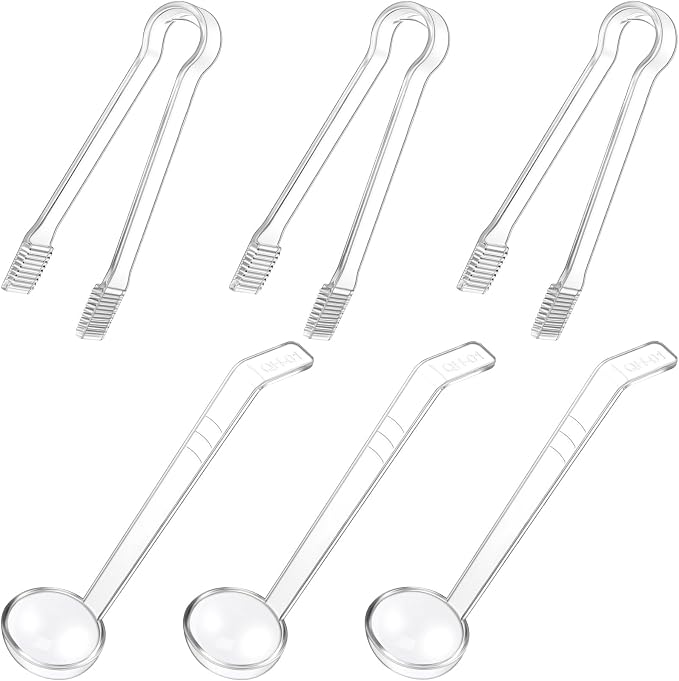 6 Pieces Plastic Serving Utensils Set Including 3 Pcs 1 oz Small Ladle and 3 by Domensi