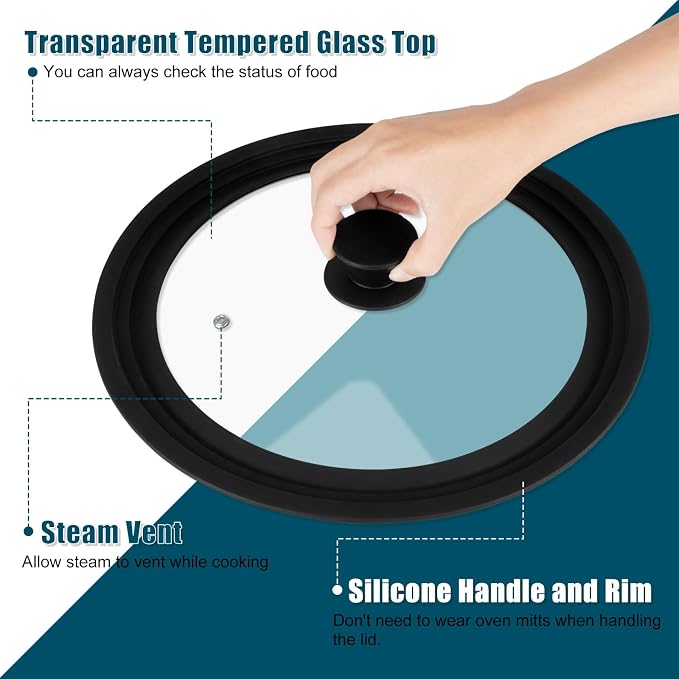 Universal Lid for Pots Pans and Skillets, 2 Pack Pan Cover fit 7", Silicone - Image 3