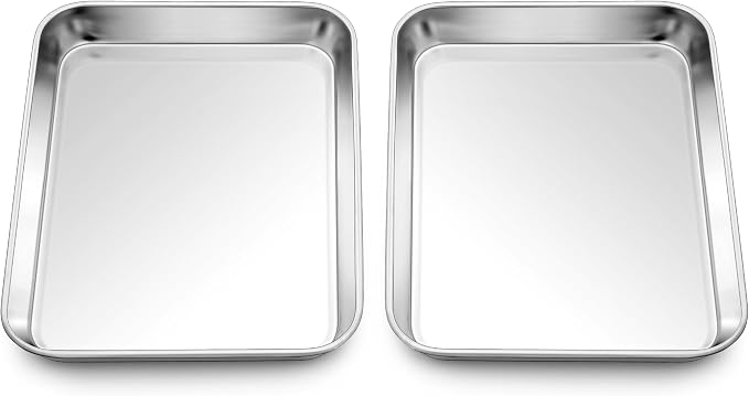 Homikit 2 Pack Baking Sheet, 9 x 7 Inches Stainless Steel Cookie Tray Set by Homikit
