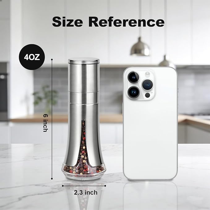 Aelga Pepper Grinder with Silicone Funnel - 4oz Glass Manual Mills with - Image 4