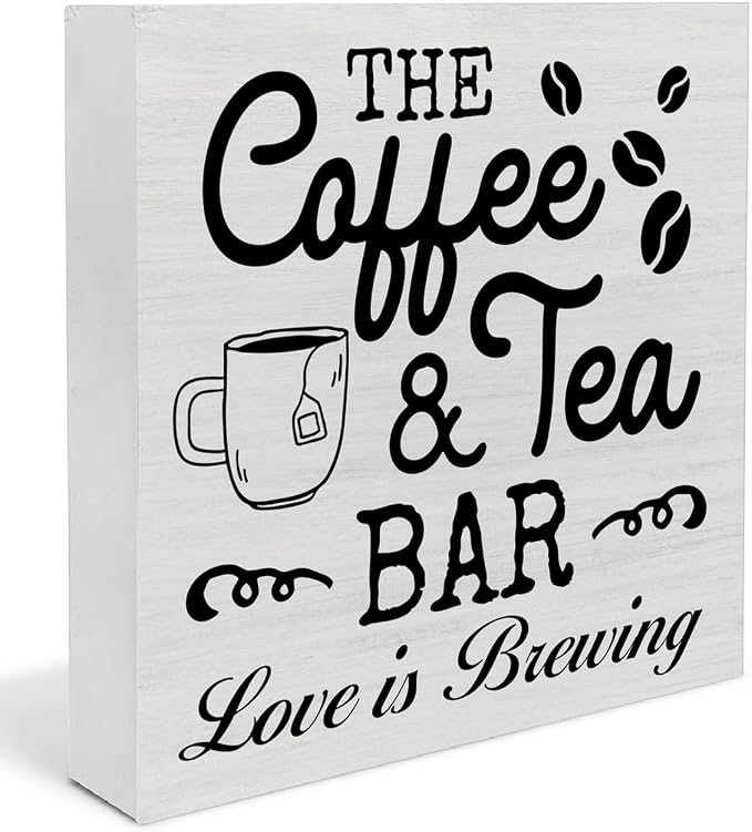 Coffee & Tea Bar Sign Decor, Coffee Tea Station Accessories, Farmhouse Kitchen by Unknown