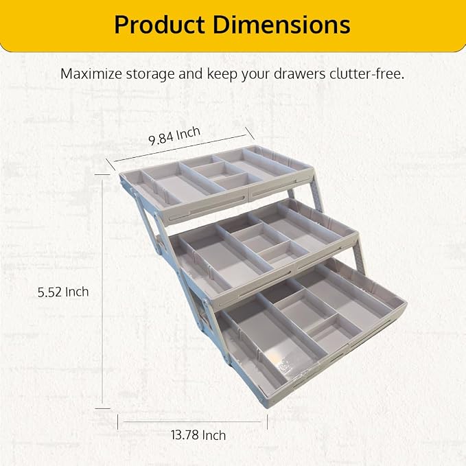 3 Tier Drawer Organizer, Expandable Organizer - Image 2