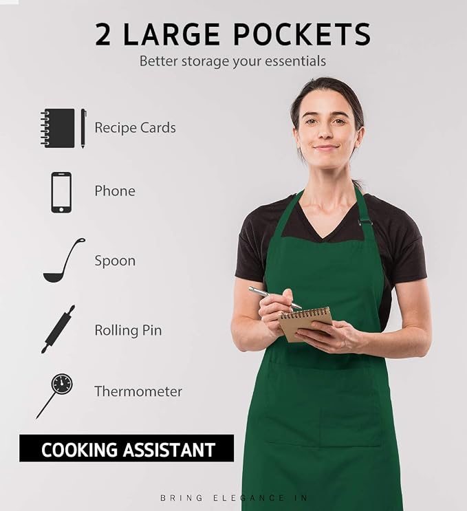 Syntus 12 Pack Bib Apron, Unisex Aprons Adjustable Waterdrop Resistant - Image 5