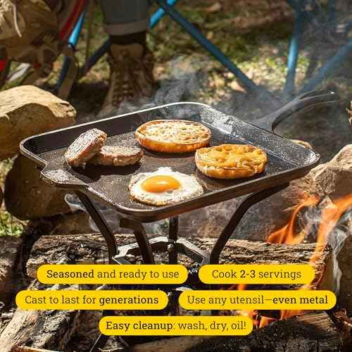 Lodge Pre-Seasoned Cast Iron Square Griddle, PFAS-Free, 11 Inches