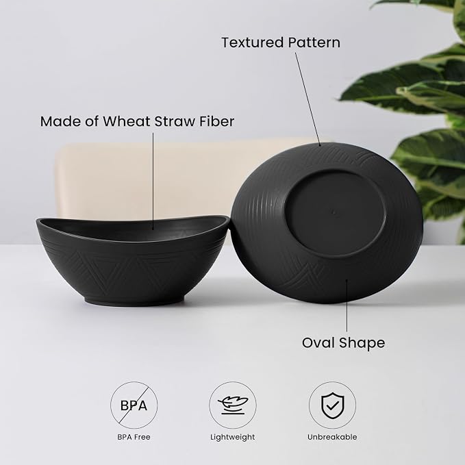 Plastic Bowls 26 OZ, Unbreakable Wheat Straw Bowl 4 PCS, Microwave and - Image 4
