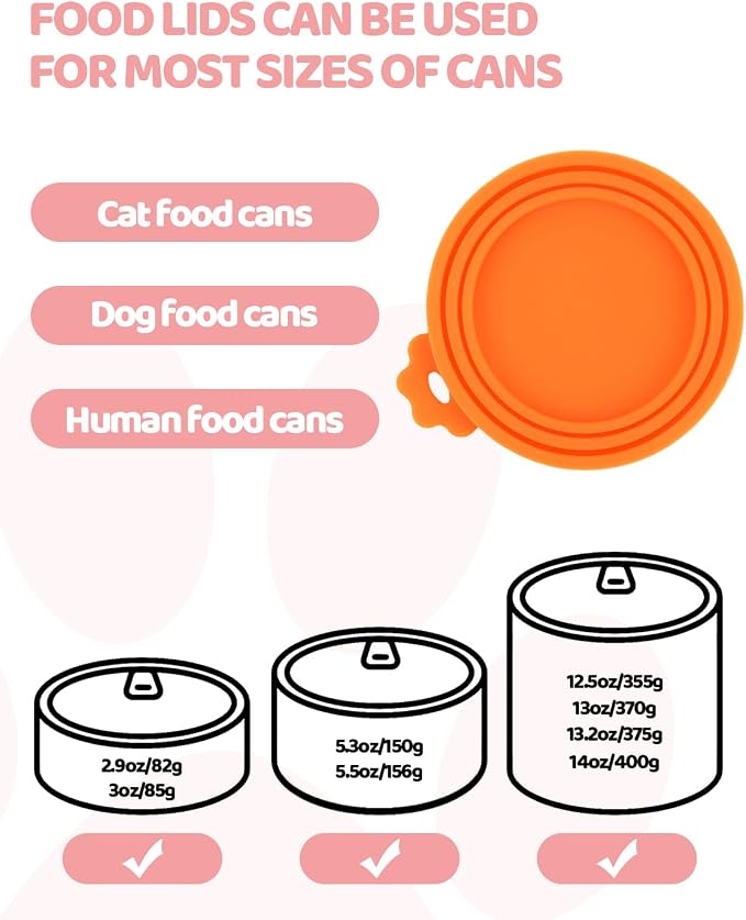 5 PCS Cat Food Can Covers Lids Set, Silicone Pet Food Can Lids - Image 3