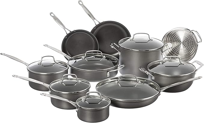 Cuisinart 17-Piece Pots and Pans Set, Non Stick Hard Anodized Cookware Set by Cuisinart