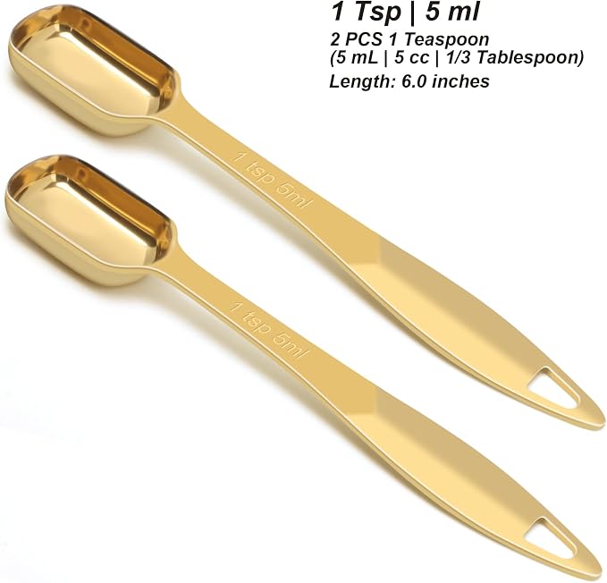 2 Pcs 1 Teaspoon Stainless Steel Single Measuring Spoon, Long Handle Metal - Image 2