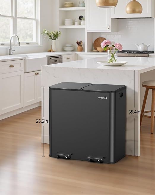 Lovewind Trash Can, 2 x 10.5 Gallon Garbage Can - Image 2