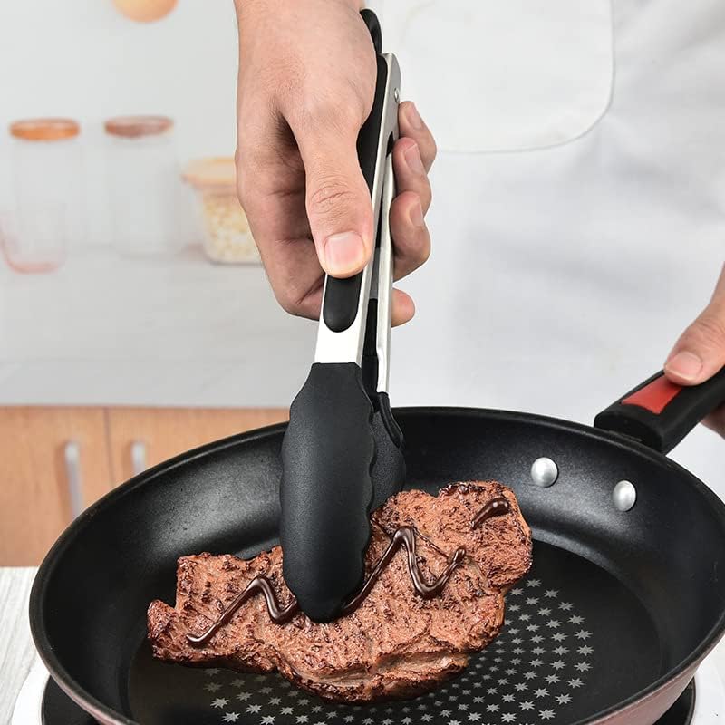 2-Pack of 9" (Small) & 12" (Large) Kitchen Tongs Set: Non-Stick