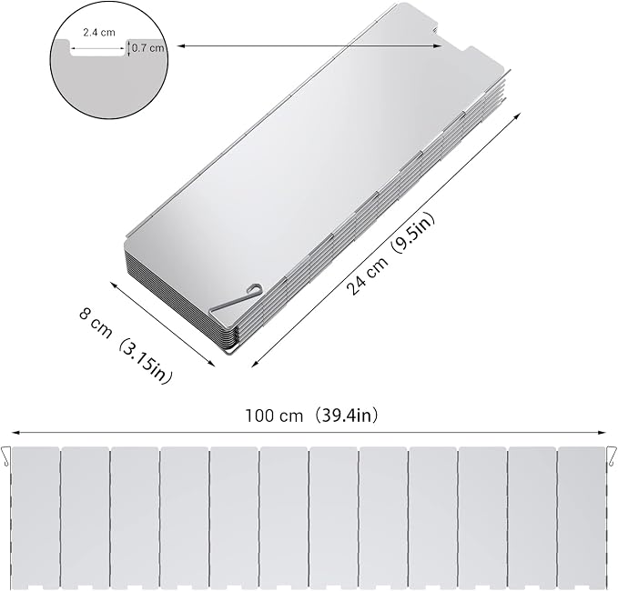 Camp Stove Windscreen, Ohuhu Camping Stove Windscreen 8/10/12 Plates Aluminum - Image 2