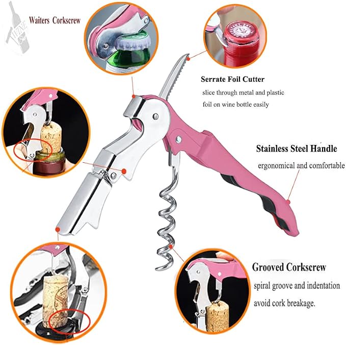 Professional Waiter Corkscrew Wine Openers Set, Heavy Duty Stainless Steel - Image 2