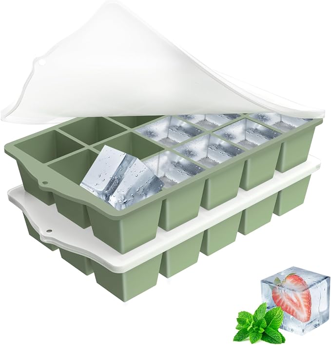 Ice Cube Trays for Freezer, 2 Pack Easy Release Slicone Ice Cube Tray by Unknown