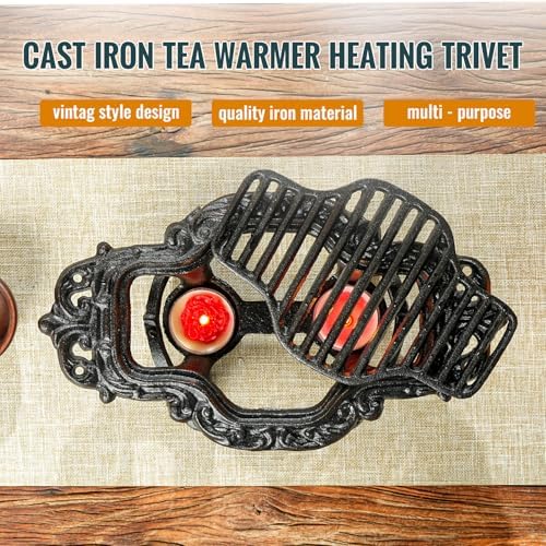Sungmor Vintage Cast Iron Teapot Warmer with 2 Tealight Holders