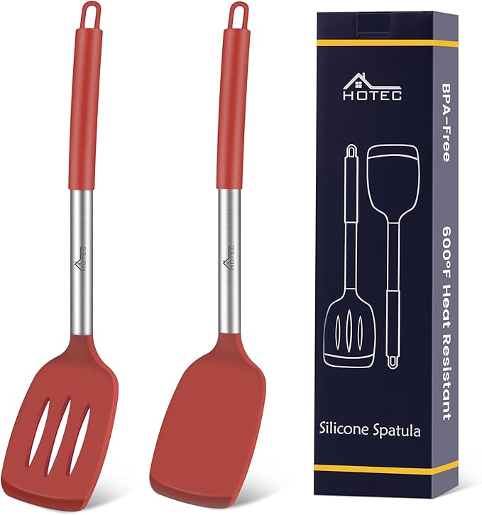 HOTEC Silicone Spatula Set of 2 Heat-Resistant 600°F & BPA-Free Kitchen by Hotec