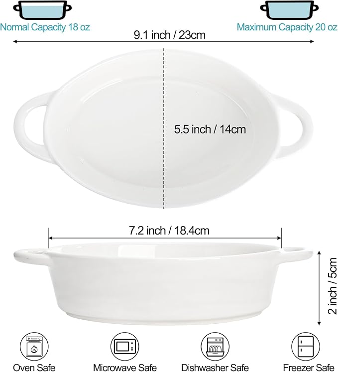 Foraineam 6 Pack 20 oz Oval Au Gratin Baking Dishes - Image 2