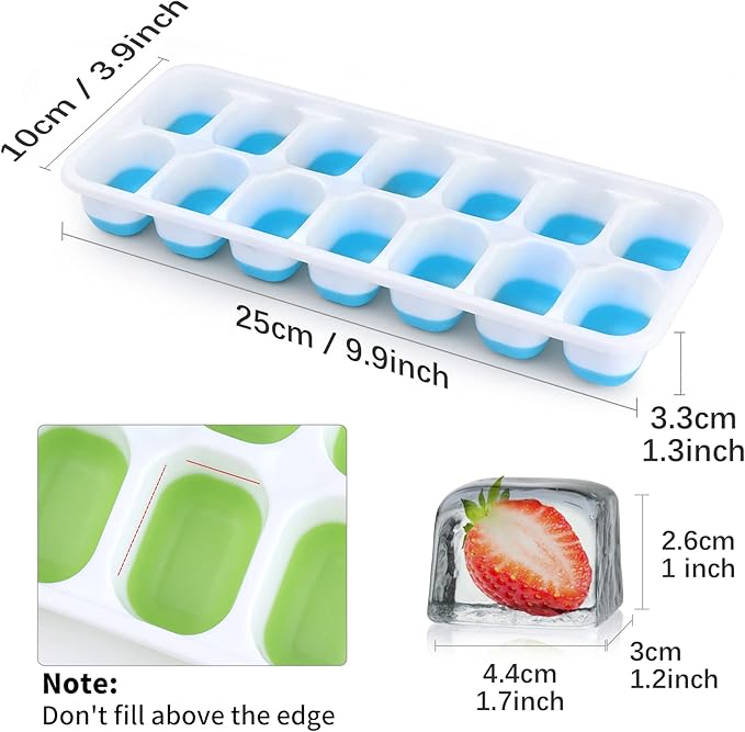 Silicone Ice Cube Tray, Jrisbo 4 Pack Easy-Release & Flexible 14-Ice Cube Trays - Image 7