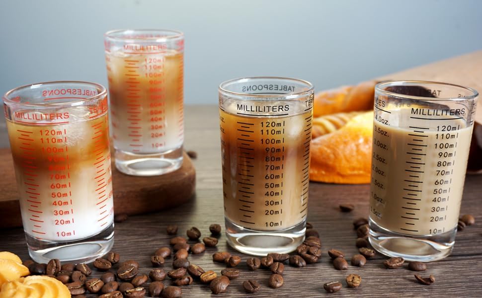 Measuring Cup 4 Ounce/120ML Shot Glass Liquid Heavy High Espresso