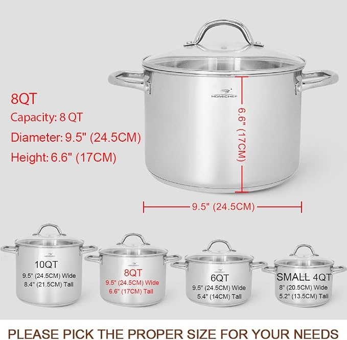 HOMICHEF Stock Pot 8 Quart - Image 4