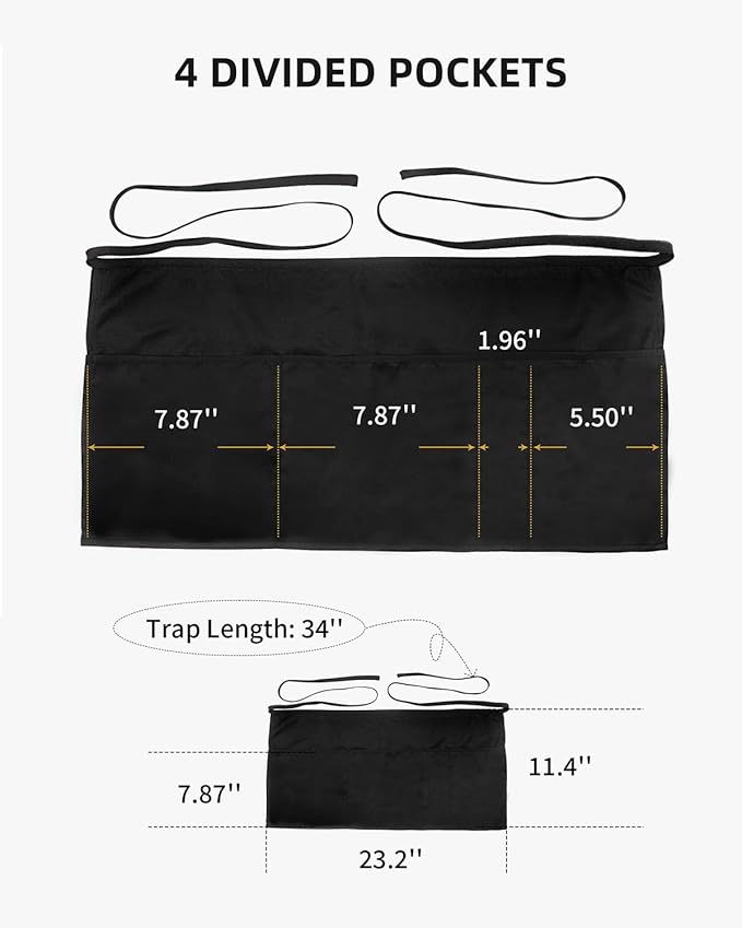 Xeoxarel Aprons with 4 Pockets 23.5'' X 11.5'' - Image 5