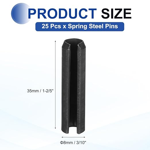MECCANIXITY 25Pcs Slotted Split Roll Pins 3/10 Inch Dia. 1-2/5 Inch Length 65Mn - Image 2