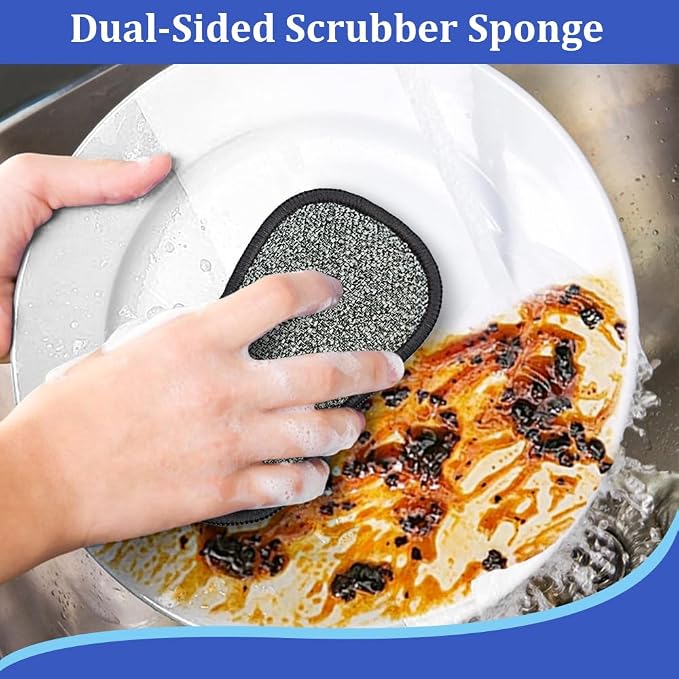 Dish Sponges Kitchen, 12 Pack Multi-Purpose Microfiber Scrub Sponge - Image 8