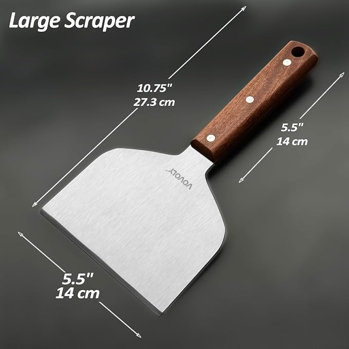 Vovoly Extra Wide Griddle Scraper, 5.5''x5.5'' Smashed Burger Scraper Grill - Image 2