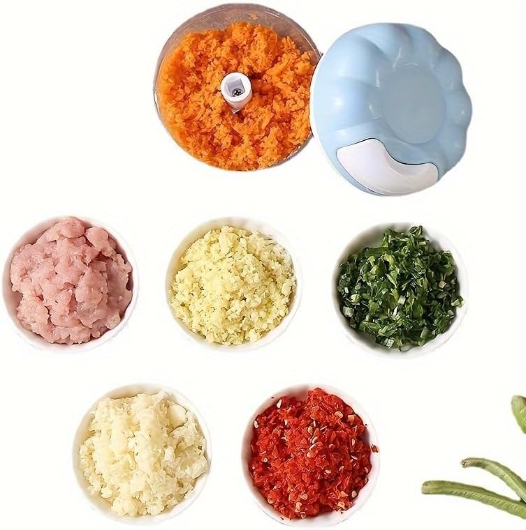 Single Hand Pull Manual Food Chopper, Mini Pull String Garlic Meat