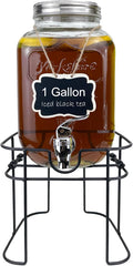 1 Gallon Glass Drink Dispenser for Parties, HENABLE Beverage Dispensers by HENABLE
