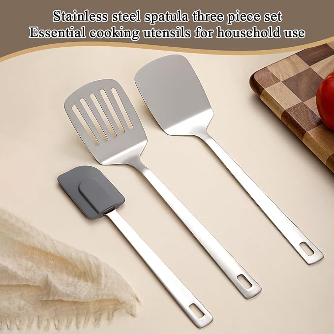 Berglander Stainless Steel Spatulas Set 3pcs, Metal Spatula - Image 3