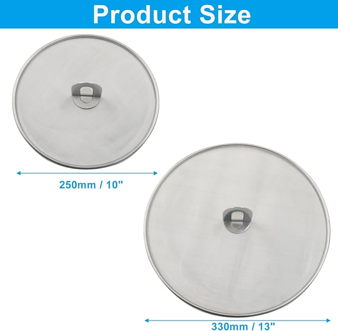 2Pcs 10" & 13" Stainless Steel Splatter Screen Splatter Guard, Ultra Fine Mesh - Image 4