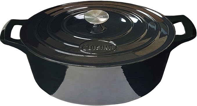 La Cuisine Enameled Cast Iron Oval Dutch Oven Casserole 6.75 QT 33x25x16cm Matt by LaCuisineforlife