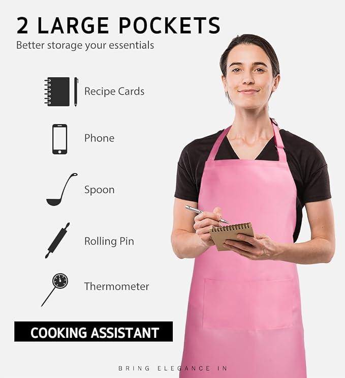 Syntus Apron for Men Women, Adjustable Cooking Kitchen Chef Aprons - Image 3