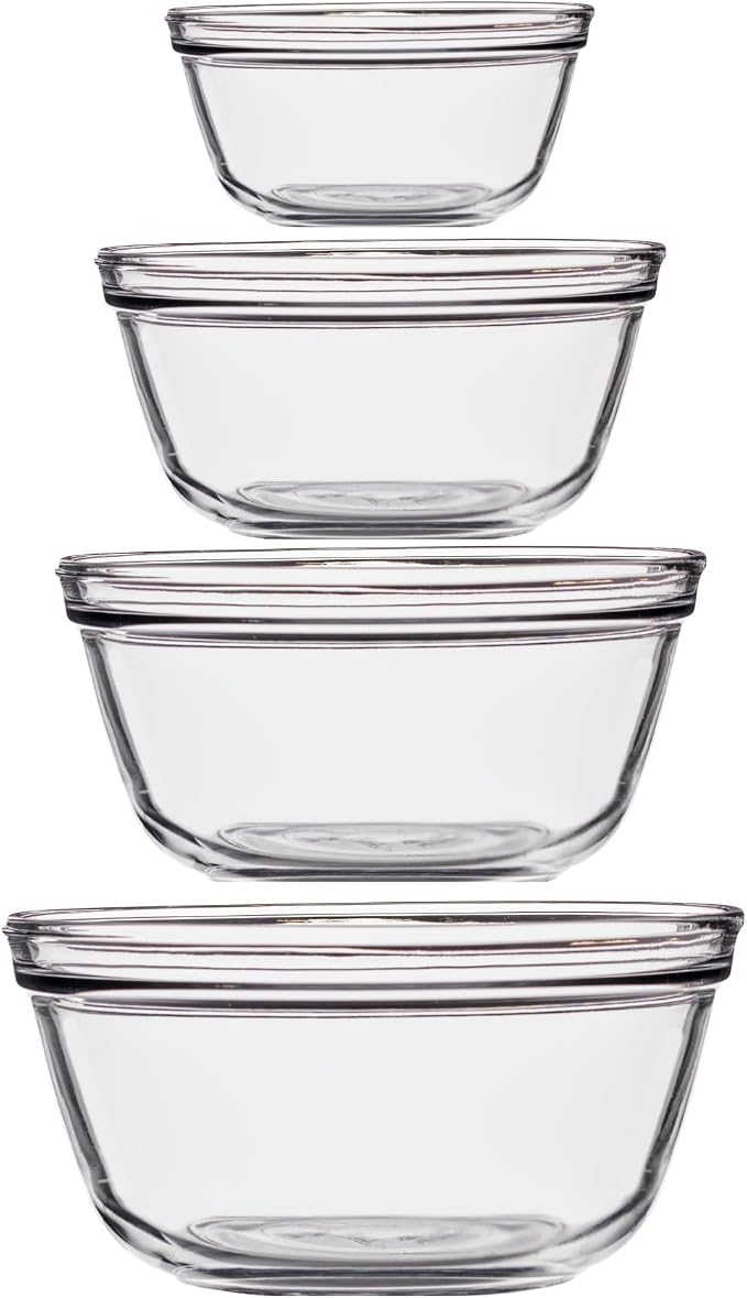 Anchor Hocking 4 Piece Glass Mixing Bowls Set – Durable, and Dishwasher Safe – by AnchorHocking