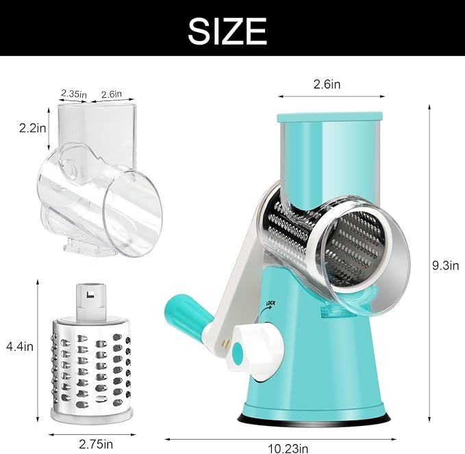 Cambom Rotary Cheese Grater Hand Crank Cheese Shredder - Image 5