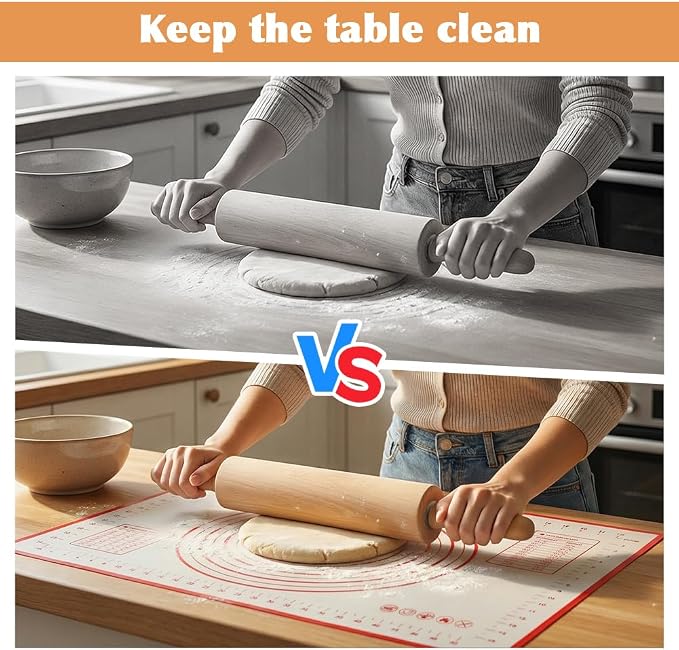 Rolling Pin Set for Baking, 3-Piece Wooden Dough Roller - Image 6