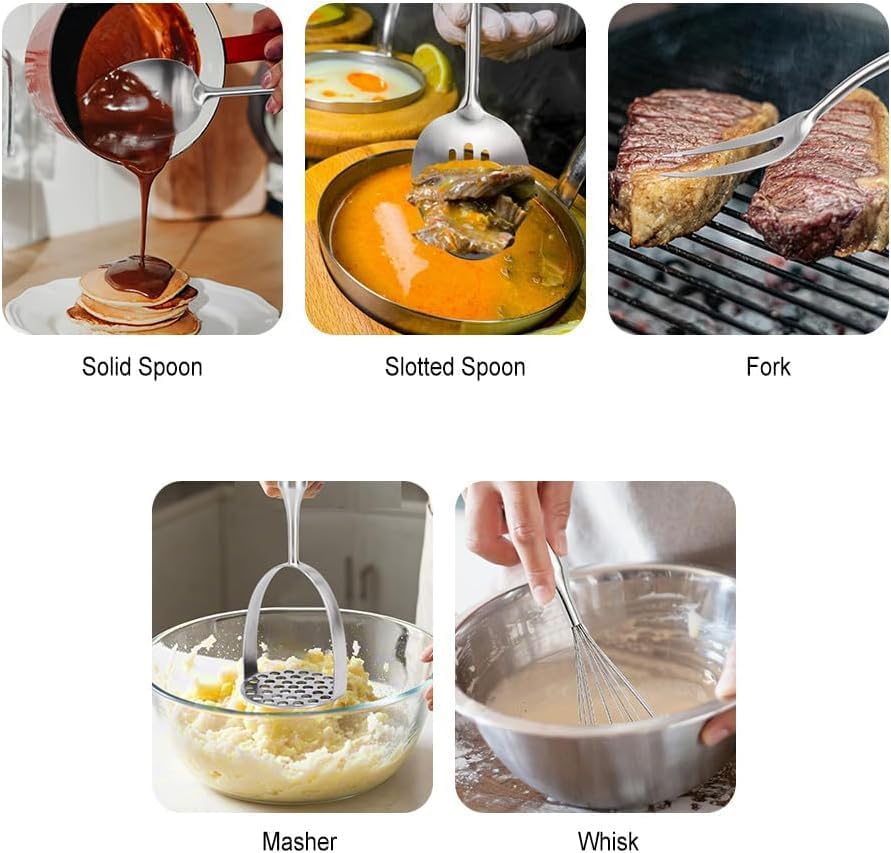 VALESKA 304 Stainless Steel Kitchen Utensils Set(11PCS),Include
