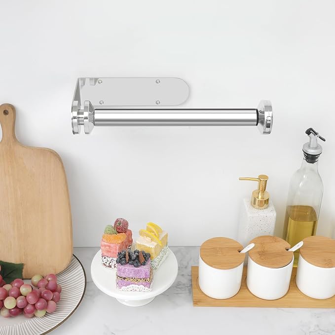 theaoo Paper Towel Holder Under Cabinet, One-Handed Tear Wall Mount Paper Towel - Image 6
