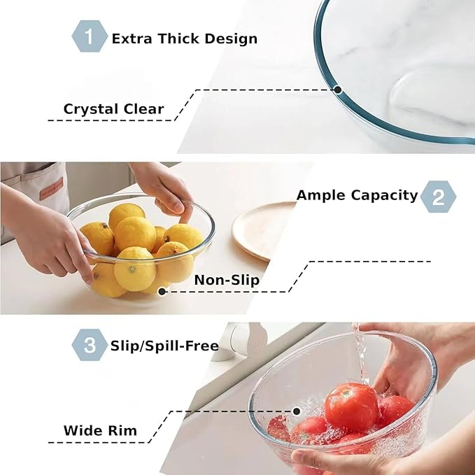 Cuiselect 4pc Glass Mixing Bowls Sets, Nesting Mixing Bowls - Image 3