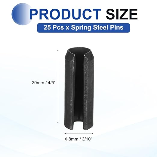 MECCANIXITY 25Pcs Slotted Split Roll Pins 3/10 Inch Dia. 4/5 Inch Length 65Mn - Image 2