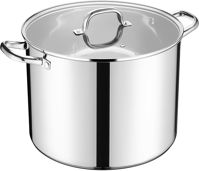 20 Qt Large Stock Pot, E-far Stainless Steel Stockpot by E-far